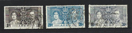 Aden 1937 Coronation Set Of 3 FU - Aden (1854-1963)