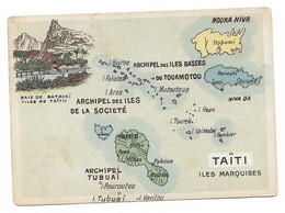 K13 - Cartographie De TAÏTI Et Des Îles MARQUISES Sur Carte Illustrée - 80 X 110 Mm - - French Polynesia