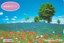 Carte Prépayée JAPON - Paysage Série Rainbow - Prairie & Fleur Fleurs - Field & Flower Flowers - JAPAN Prepaid Card - Landscapes