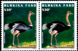 ENDANGERED BIRDS- COMMON OSTRICH-HORIZONTAL PAIR- BURKINA FASO-1998-SCARCE-MNH- H-578B - Straussen- Und Laufvögel