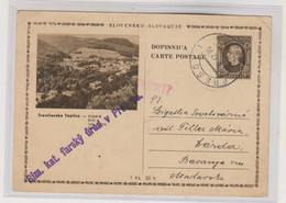 SLOVAKIA WW II 1942 PRESOV  Postal Stationery To CROATIA HUNGARY DARDA - Covers & Documents