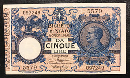 5 LIRE VITTORIO EMANUELE III° 19 09 1923 MALTESE ROSSOLINI Q.FDS LOTTO 3302 - Italië– 5 Lire