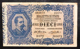 10 LIRE VITTORIO EMANUELE III° EFFIGE UMBERTO I° 11 10 1915 RARA Bb+ Taglietto Sulla Piega Centrale Lotto.3343 - Italia – 10 Lire