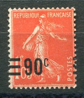 RC 20354 FRANCE N° 227 SEMEUSE 90c /1f05 SURCHARGE A CHEVAL  NEUF * MH TB - 1906-38 Sower - Cameo