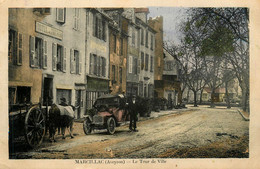 Marcillac * Le Tour De Ville * Rue * Hôtel THERON * Automobile Ancienne * Attelage Boeufs - Autres & Non Classés