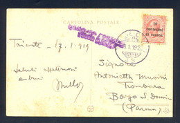 ITALY - Postcard Franked With Provisional Stamps For Dalmatia, Sent From Trieste To Borgo S. Domino 18.01. 1919. Censors - Dalmatia