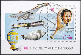 KUBA 1983, 30. März. 200 Jahre Luftfahrt, 1 (P) Mfg. (Jose Domingo Plino; Ballon) Block VFU - Blocks & Sheetlets