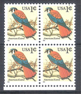 Estados Unidos 1996 - 4  Sellos Nuevos En Bloque   ** American Kestrel-Cernícalo Americano-Serie Flora Y Fauna De USA - Spatzen