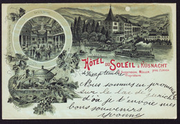 1900 Gelaufene Litho AK, Mondschein, Hotel Sonne In Küsnacht - Küsnacht
