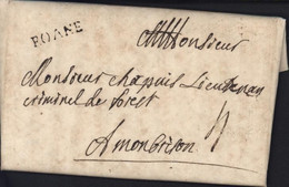Roanne Loire 42 Marque Postale Roane 28 Février 1750 Lenain N°2 (21x3,5) Noir Avec Du Texte + Lettre Taxe Manuscrite 4 - 1701-1800: Précurseurs XVIII