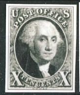 1851 US N. 2 C. 10 Nero (washington) Catalogo  $13,500 Bella Riproduzione - Unused Stamps