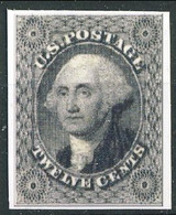 1851 US N. 8, Cents 12 Nero (Washington) Catalogo $6250 Bella Riproduzione - Ungebraucht