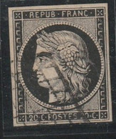 France N 3 Noir Sur Blanc Litération Grille - 1849-1850 Ceres