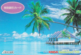 Carte Prépayée JAPON - Paysage Série Rainbow - Maison Sur Pilotis & Palmier - Stilt House & Palm Tree JAPAN Prepaid Card - Paesaggi