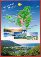 ANTILLES NEERLANDAISES-  ANTILLEN NEDERLANSE- SINT MAARTEN- SAINT-MARTIN - Carte Géographique-Timbre - Autres & Non Classés