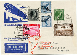 LUXEMBOURG CARTE PAR AVION GRAF ZEPPELIN AVEC AFFR. MIXTE DEPART LUXEMBOURG 28-4-32 VILLE PUIS FRIEDRICHSHAFEN 2-5-32 - Lettres & Documents