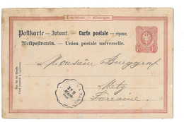 1888 ALLEMAGNE EMPIRE - POUR BURGGRAF A METZ SUR PAULIN JULES DE JOEUF EMPLOYE AUX FORGES - CARTE POSTALE ENTIER - Other & Unclassified