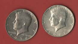 1/2 DOLLAR KENNEDY 1967 + 1/2 DOLLAR KENNEDY 1974 (voir Description) - 1964-…: Kennedy