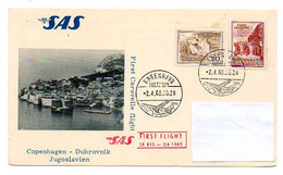 Danemark / Carte Commémorative De 1865, Aviation SAS, First Caravelle Flight, Copenhague Pour Dubrovnik, Cachets Avion. - Machines à Affranchir (EMA)