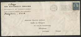 ETATS UNIS N° 232 PERFORE PERFIN "U Of P" En 1938 Sur Enveloppe Pour La France (voir Description) - Perfin