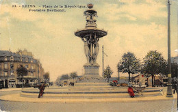 Reims              51          Fontaine Bartholdi  . Glacée Colorisée  (voir Scan) - Reims