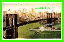 NEW YORK CITY, NY BROOKLYN BRIDGE AND EAST RIVER - WAR SHIP - TRAVEL - AMERICAN STUDIO - - Puentes Y Túneles