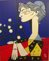 Tableau , Madame  Z Dit Jaqueline Aux Fleurs De Picasso - Acryl