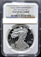 STATI UNITI 2011  1$  EAGLE SILVER  DOLLAR COIN 1 OZ. 1 ONCIA NGC PF69 ULTRA CAMEO EXCELLENT - 2000-…: Sacagawea