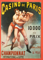 MKE-01 Repro Affiche Championnat International De Lutte,Casino De Paris. Sports 1900, Non Circ. Grand Format - Wrestling