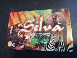 PORTUGAL SELVA ANIMALS /€5,- TIGER/ZEBRA/ELEPHANT  Nice  Fine Used    Prepaid   **4869** - Portugal