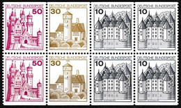 Feuille De 8 Timbres-poste Gommés Neufs** - Série Courante Châteaux - 4 X 762b + 2 X 763b + 2 X 764Ab (Yvert) - RFA 1977 - Unused Stamps