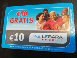NETHERLANDS  € 10, + € 10,- - BELTEGOED REFILL LEBARA   TELECOM  PREPAID   ** 4876** - Cartes GSM, Prépayées Et Recharges