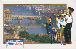 TC JAPON / 110-011 - FIRENZE PONTE VECCHIO - Pont & Peintre - Painter In Florence -  ITALY Rel JAPAN Phonecard - 277 - Paarden