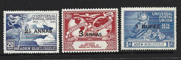 Aden Qu'aiti State Shihr Mukalla 1949 UPU Part Set Of 3 MNH - Aden (1854-1963)