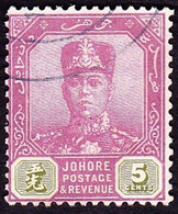 MALAYA JOHORE 1920 5 Cents Dull Purple & Sage-Green SG92 FU - Johore