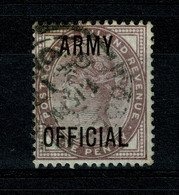 Ref 1470 - GB 1887-1900 Jubilee 1d Lilac Overprinted Army Official Used Stamp SG O43 - Officials