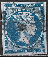 GREECE 1862-67 Large Hermes Head Consecutive Athens Prints 20 L Deep Blue Vl. 32 D / H 19 F - Gebraucht