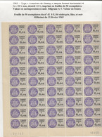 FISCAUX DE MONACO SERIE UNIFIEE  Feuille De 50 Timbres (**) Du N°42 0F04 Millésimé 12 2 65 - Steuermarken