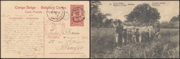 Congo Belge - EP Au Type 10ctm Rouge Palmier + Vue N°50 Expédié De Elisabethville > Bruges + Croix Rouge De Ypres - Ganzsachen