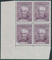 ARGENTINIEN 1956 Guillermo Brown Admiral 20C Braunviolett, Postfr. 4-erBl. ABART - Used Stamps