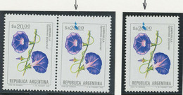 ARGENTINA 1985 20 Pa Flower Purple Winds U/M Pair + Single Both CONSTANT VARIETY - Ongebruikt