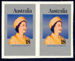 AUSTRALIA 1977 QEII 18 C. SILVER JUBILEE IMPERFORATED PROOF PAIR THICK PAPER - Abarten Und Kuriositäten