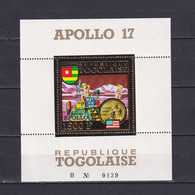 TOGO 1973, Mi# Bl 73 A, CV €75, Golden Foil, Apollo 17, Space, MNH - Togo (1960-...)