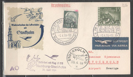 Sarre 1959 - Ripresa Dei Collegamenti Aerei Con Stoccolma             (g7348) - Luftpost