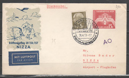 Sarre 1959 - Volo Inaugurale Per Nizza              (g7350) - Poste Aérienne