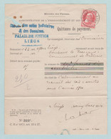 Koning Leopold I ,  Ministerie Van Financiën Te Luik, Liège , Ontvangstbewijs, Quittance De Payement In 1910 - Variedades/Curiosidades