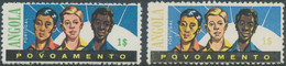 ANGOLA 1962 1 E Surcharge Stamp Population Increase Unused (M/M) MISSING COLOR - Angola