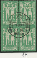 ARGENTINIEN 1947 Jugendkreuzzug Für Den Weltfrieden 5C Kab.-Viererblock O ABART - Used Stamps