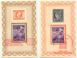 ARGENTINIEN 1950 Int. Briefmarkenausstellung, 9 Versch. Farbige AK's M. SST - Briefe U. Dokumente