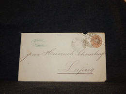 Germany Prussia 1800's Hamburg Stationery Envelope To Leipzig__(402) - Postal  Stationery